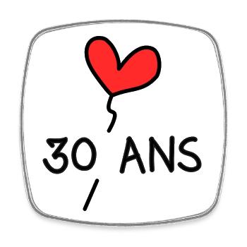 30. 30 ANS. 30e ANNIVERSAIRE. ANNIVERSAIRE 30 ANS. - Magnet carré - blanc - Devant