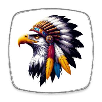 Aigle amérindien Peaux rouges américaines - Magnet carré - blanc - Devant