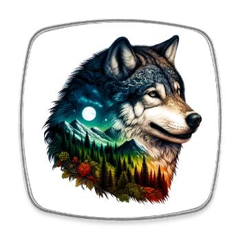 Wolf - Viereckiger Kühlschrankmagnet - Weiß - Vorne