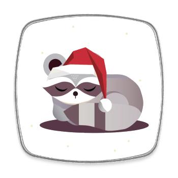 Père Noël laveur endormi – Design de Noël - Magnet carré - blanc - Devant