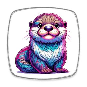 Otter - Viereckiger Kühlschrankmagnet - Weiß - Vorne