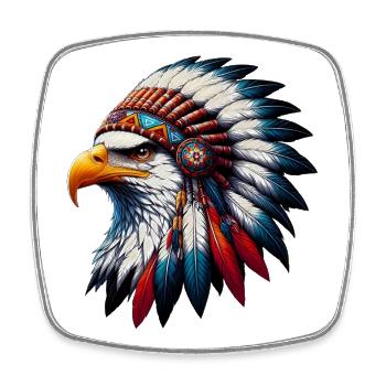 Aigle amérindien Peaux rouges américaines - Magnet carré - blanc - Devant