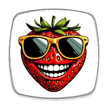 Fraise Fraises - Magnet carré - blanc - Devant