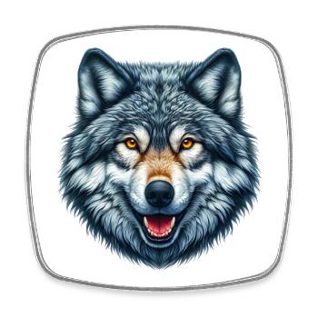 Wolf - Viereckiger Kühlschrankmagnet - Weiß - Vorne