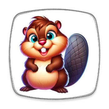 Beaver - Square fridge magnet - white - Front