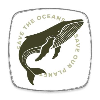 Buckelwal: Save the Whales, Save the Ocean - Viereckiger Kühlschrankmagnet - Weiß - Vorne