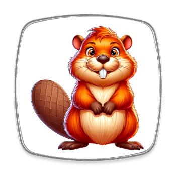 Beaver - Square fridge magnet - white - Front