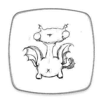 Drache - Viereckiger Kühlschrankmagnet - Weiß - Vorne