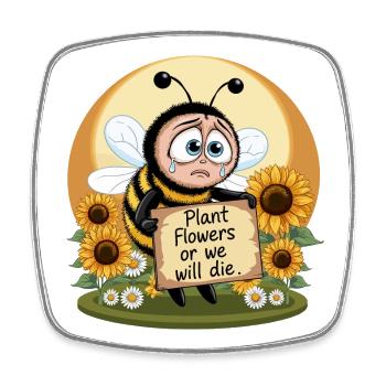 Saving bees - Square fridge magnet - white - Front