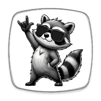 Raccoon with Rock Pose Raccoon Rock Music Musician - Square fridge magnet - white - Front