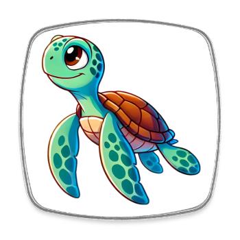 Turtle - Square fridge magnet - white - Front