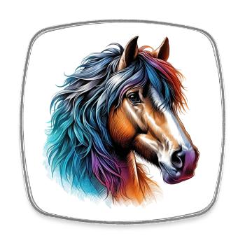 Pferd - Viereckiger Kühlschrankmagnet - Weiß - Vorne