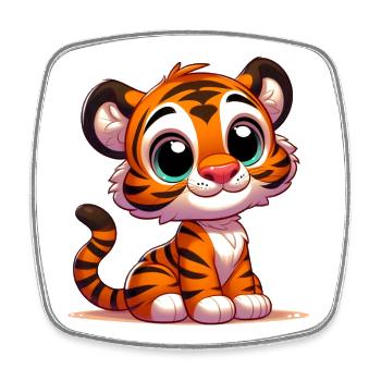 Tiger - Square fridge magnet - white - Front