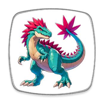 Dinosaurier - Viereckiger Kühlschrankmagnet - Weiß - Vorne