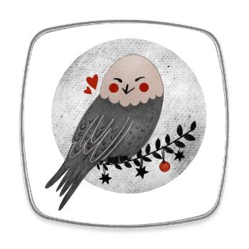 Christmas Owl - Square fridge magnet - white - Front