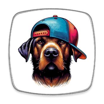 Chien - Magnet carré - blanc - Devant