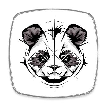 Panda Zeichnung Tattoo Skizze comic cartoon Koala - Viereckiger Kühlschrankmagnet - Weiß - Vorne