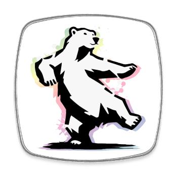 Tanzender Eisbär im Stencil-Stil - Viereckiger Kühlschrankmagnet - Weiß - Vorne