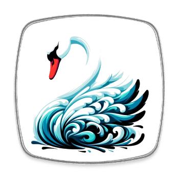 Swan - Square fridge magnet - white - Front