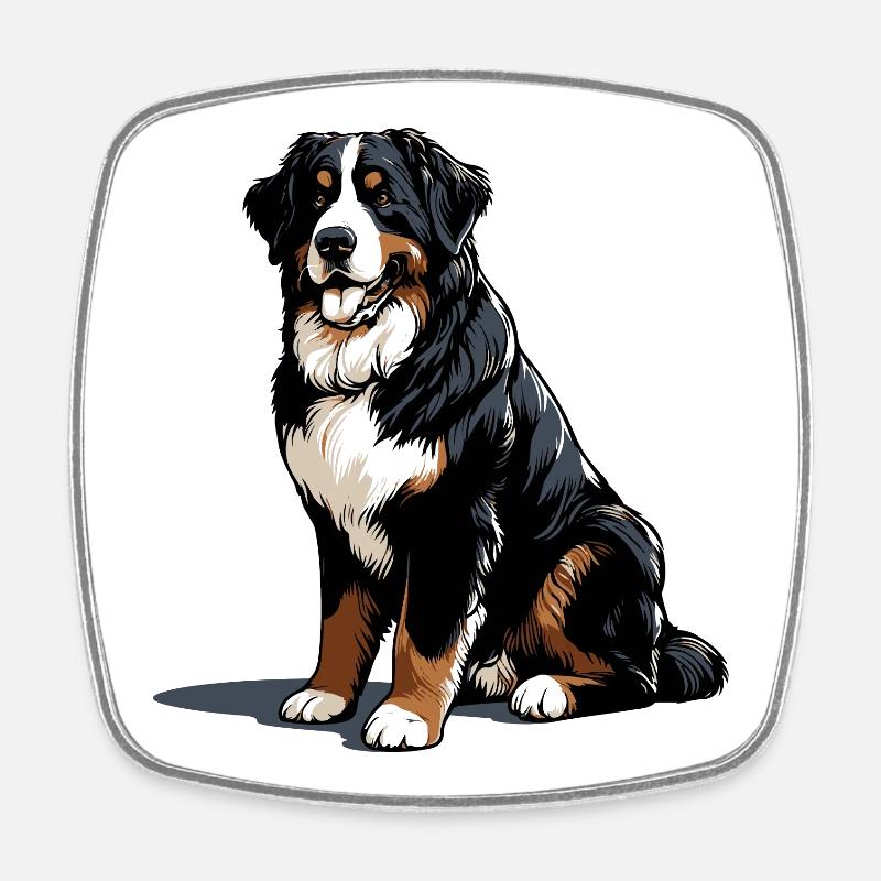 Berner Sennenhund - Viereckiger Kühlschrankmagnet - Weiß