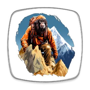 Affen Bergsteiger / Wandern Affe - Viereckiger Kühlschrankmagnet - Weiß - Vorne