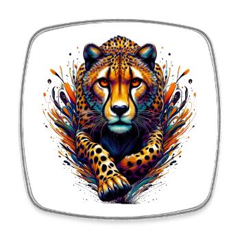Cheetah - Square fridge magnet - white - Front
