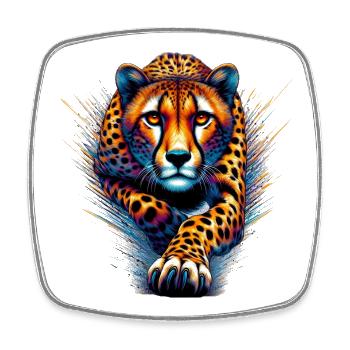 Guépard - Magnet carré - blanc - Devant