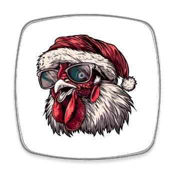 Hahn Weihnachten Lustig - Viereckiger Kühlschrankmagnet - Weiß - Vorne