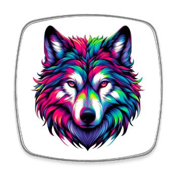Wolf - Square fridge magnet - white - Front
