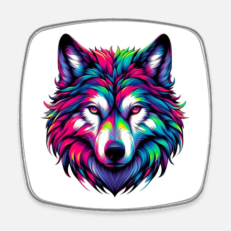 Wolf - Viereckiger Kühlschrankmagnet - Weiß