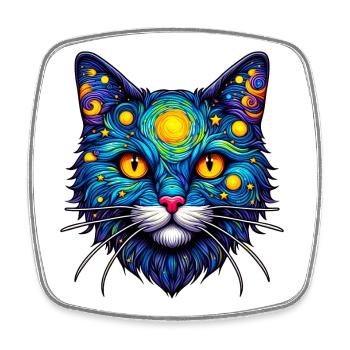 Cat - Square fridge magnet - white - Front