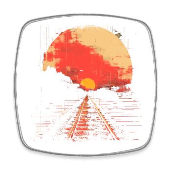 Railway Illustration - Square fridge magnet - white - Front