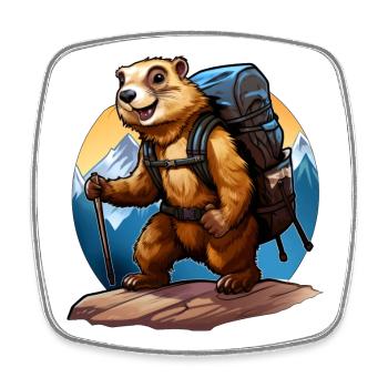 Marmotte Mountaineer / Randonnée Marmottes - Magnet carré - blanc - Devant