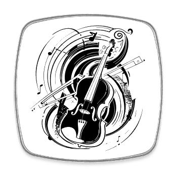 Violine Skizze - Viereckiger Kühlschrankmagnet - Weiß - Vorne
