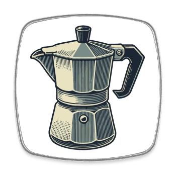 Espresso pot - Square fridge magnet - white - Front