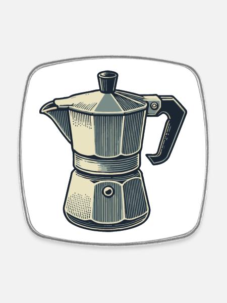 Espresso pot - Square fridge magnet - white