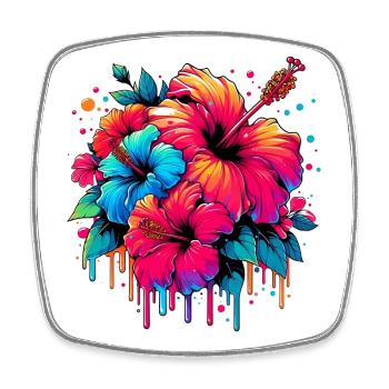 Hibiscus Flowers - Square fridge magnet - white - Front