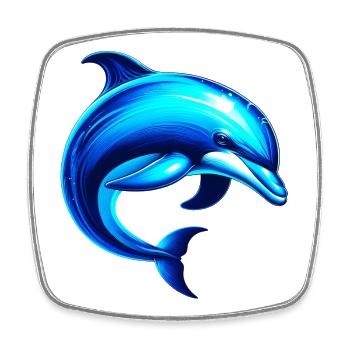 Dolphin - Square fridge magnet - white - Front