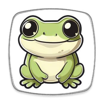 mignon grenouille - Vert - Design joyeux. - Magnet carré - blanc - Devant