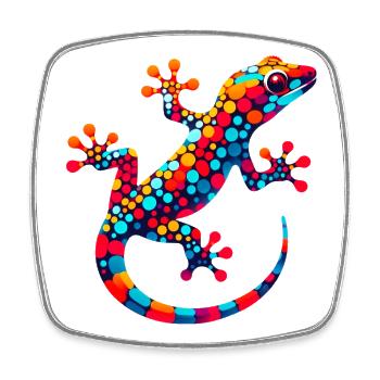 Gecko - Viereckiger Kühlschrankmagnet - Weiß - Vorne