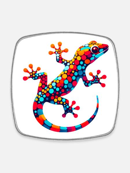 Gecko - Magnet carré - blanc