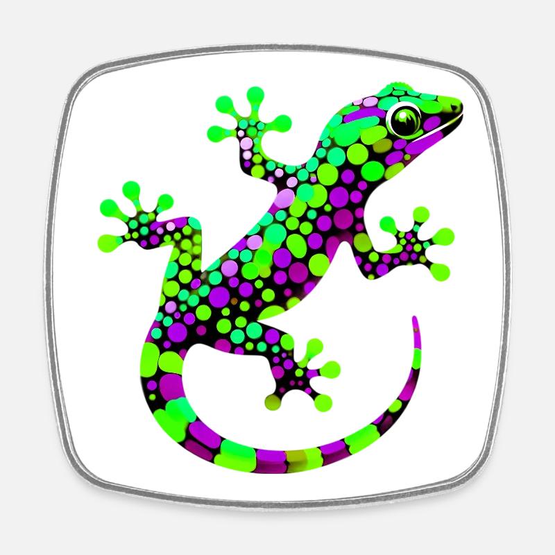 Gecko - Viereckiger Kühlschrankmagnet - Weiß