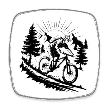 MTB Mountainbike - Viereckiger Kühlschrankmagnet - Weiß - Vorne