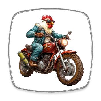 Chickens Motorcycle - Square fridge magnet - white - Front