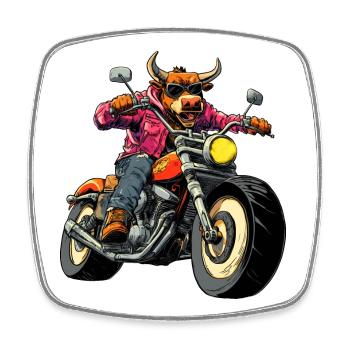 Bulls Motorcycle - Square fridge magnet - white - Front