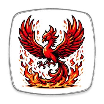 Red Phoenix - Square fridge magnet - white - Front