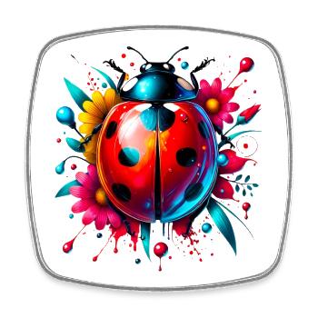 Coccinelle - Magnet carré - blanc - Devant