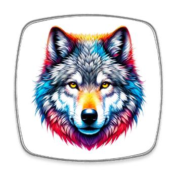 Wolf - Viereckiger Kühlschrankmagnet - Weiß - Vorne