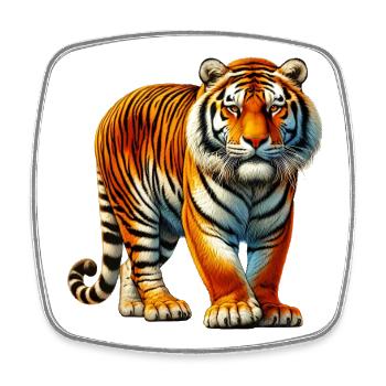 Tiger - Square fridge magnet - white - Front