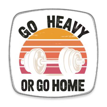 Barre Go Heavy ou Go Home Retro - Magnet carré - blanc - Devant